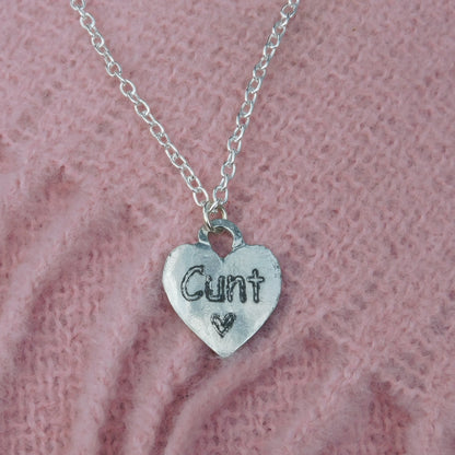 Cunt, BDSM Pendant, Knotted Cord, BDSM Accessories, Sub Pendant, Sub Anklet, Sub Bracelet, Handmade, in Fine Pewter, by William Sturt