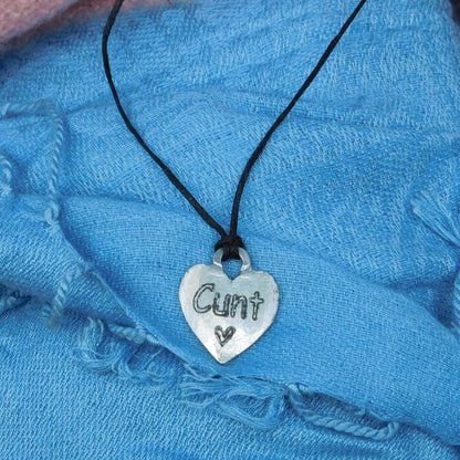 Cunt, BDSM Pendant, Knotted Cord, BDSM Accessories, Sub Pendant, Sub Anklet, Sub Bracelet, Handmade, in Fine Pewter, by William Sturt