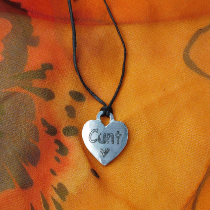 Cunt, BDSM Pendant, Knotted Cord, BDSM Accessories, Sub Pendant, Sub Anklet, Sub Bracelet, Handmade, in Fine Pewter, by William Sturt