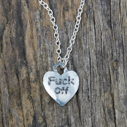 Fuck Off, BDSM Pendant, Chain Cord, BDSM Accessories, Sub Pendant, Sub Anklet, Sub Bracelet, Handmade, in Fine Pewter, by William Sturt