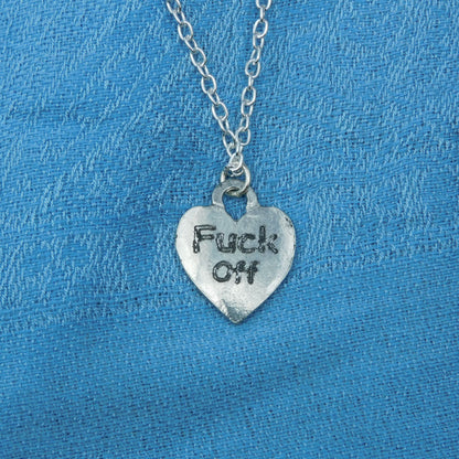 Fuck Off, BDSM Pendant, Chain Cord, BDSM Accessories, Sub Pendant, Sub Anklet, Sub Bracelet, Handmade, in Fine Pewter, by William Sturt
