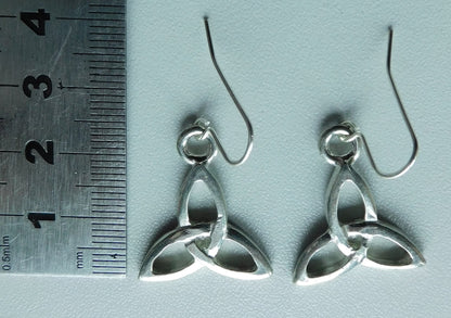 Handcrafted 10 Year Anniversary, 10th Wedding Anniversary, Tin Triquetra Earrings | Eco-Friendly Jewelry
