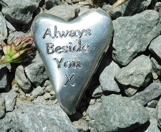 Always Beside You Pocket Heart Token, Love Heart Token, Heart Pocket Token, Handmade by William Sturt, Carded.