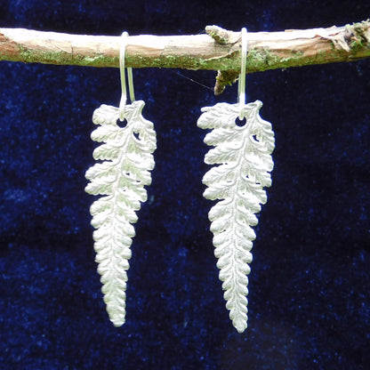 Handcrafted 10th Wedding Anniversary Tin Fern Leaf Earrings | Eco-Friendly Jewelry