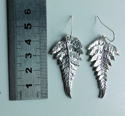 Handcrafted 10 Year Anniversary, 10th Wedding Anniversary, Tin Fern Leaf Earrings | Eco-Friendly Jewelry by William Sturt