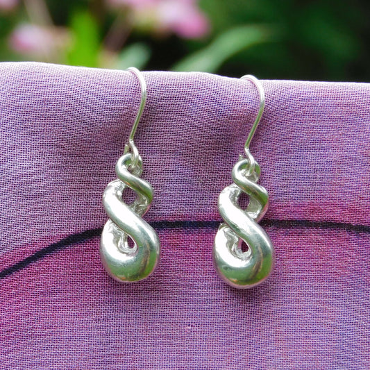 Handcrafted 10 Year Anniversary, 10th Wedding Anniversary Triple Infinity Loop Earrings | Eco-Friendly Jewellery