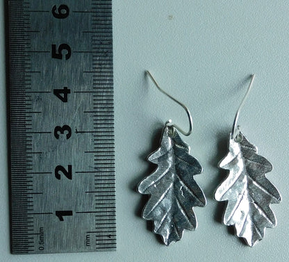 Handcrafted 10 Year Anniversary, 10th Wedding Anniversary Tin Oak Leaf Earrings | Eco-Friendly Jewelry