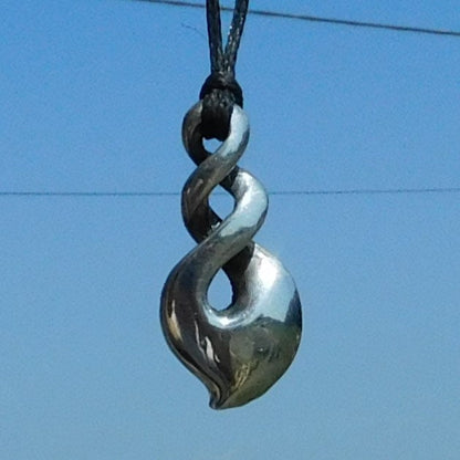Small Pointed Infinity Loop Pendant Necklace, Handcast Pewter Pendant on Adjustable Waxed Cord