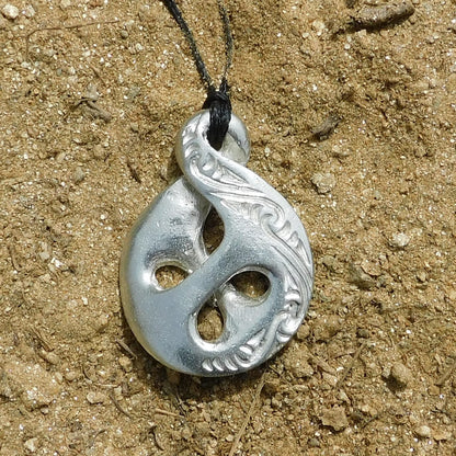 Crossover Infinity Pendant, Handcast Pewter Necklace on Adjustable Waxed Cord