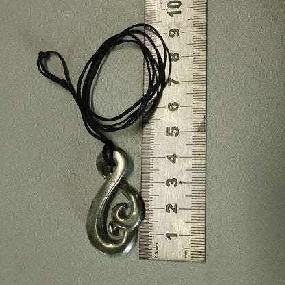 Infinity Loop Pendant Necklace (Open Twist Design), Handcast Pewter Pendant on Adjustable Waxed Cord