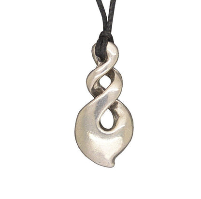 Small Pointed Infinity Loop Pendant Necklace, Handcast Pewter Pendant on Adjustable Waxed Cord