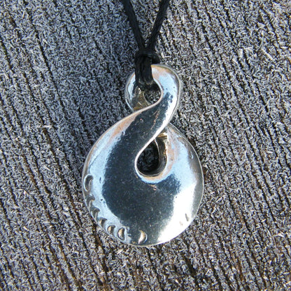 Simple Infinity Loop Pendant Necklace, Handcast Pewter Pendant on Adjustable Waxed Cord