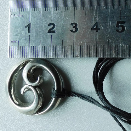 Chunky Twin Wave Pendant Necklace, Handcast Pewter on Adjustable Waxed Cord