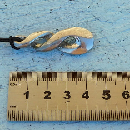 Triple Infinity Loop Pendant Necklace (Twisted Design), Handcast Pewter Pendant on Adjustable Waxed Cord