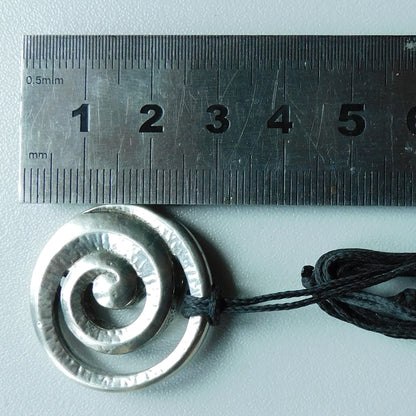 Spiral Pendant Necklace, Handcast Pewter on Adjustable Waxed Cord