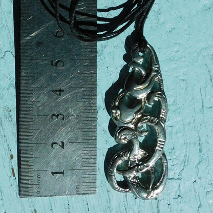 Manaia Pendant Necklace, Handcast Pewter Pendant on Adjustable Waxed Cord