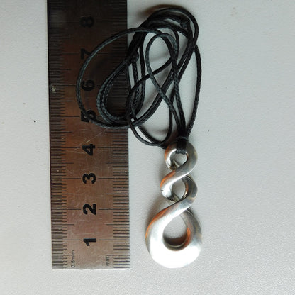 Triple Infinity Loop Pendant, Surf Pendant, Handmade in Fine Pewter by William Sturt, Strung on Adjustable Waxed Cord