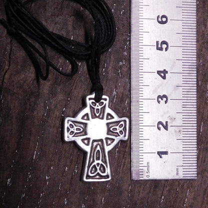 Celtic Cross Brooch (Trinity Knot, Small), Handcast Pewter, Polished Finish