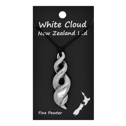 Triple Infinity Loop Pendant Necklace (Twist of Life), Handcast Pewter Pendant on Adjustable Waxed Cord