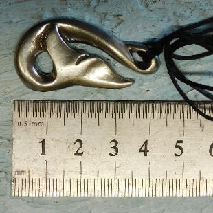 Whale Tail Pendant Necklace (Curved Design), Handcast Pewter Pendant on Adjustable Waxed Cord