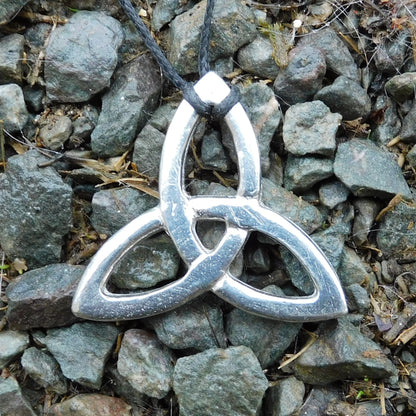 Triquetra (Trinity Knot) Pendant Necklace, Handcast Pewter Pendant on Adjustable Waxed Cord