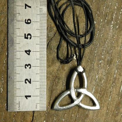 Triquetra (Trinity Knot) Pendant Necklace, Handcast Pewter Pendant on Adjustable Waxed Cord