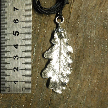 Oak Leaf Pendant Necklace (Real Leaf Cast), Handcast Pewter Pendant on Adjustable Waxed Cord