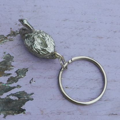 Pair of Swan Pewter Keyrings, Matching Couple Keychains, Handmade Polished Pewter