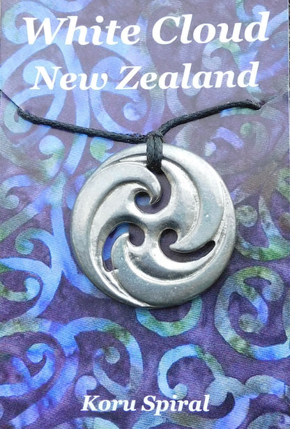 Triskele Pendant Necklace, Rounded Design, Handcast Pewter on Adjustable Waxed Cord