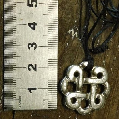 Celtic Knot Pendant Necklace (Round Knot Design), Handcast Pewter Pendant on Adjustable Waxed Cord