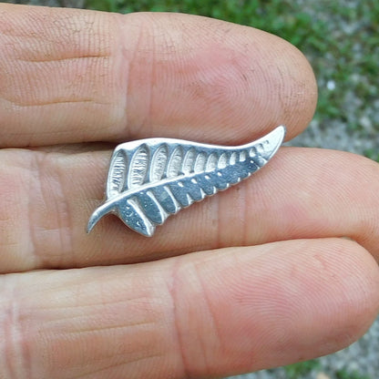 Silver Fern Brooch, Handcast Pewter, Polished Finish