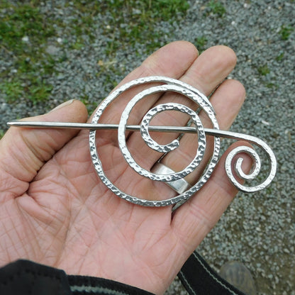 Spiral Pewter Shawl Pin, Celtic Shawl Brooch, Handmade Fine Pewter by William Sturt