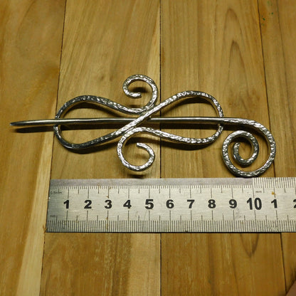 Double Koru Shawl Pin, Celtic Shawl Brooch, Handmade Fine Pewter by William Sturt