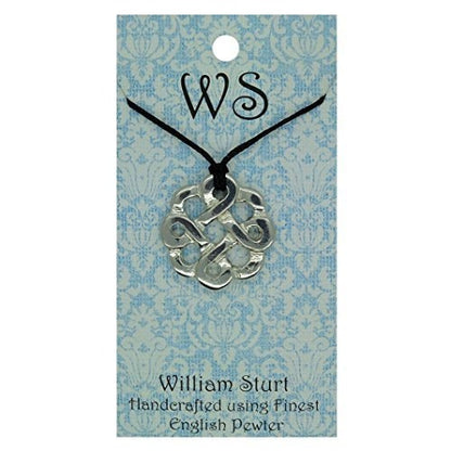 Celtic Knot Pendant Necklace (Round Knot Design), Handcast Pewter Pendant on Adjustable Waxed Cord
