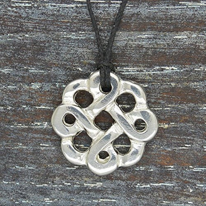 Celtic Knot Pendant Necklace (Round Knot Design), Handcast Pewter Pendant on Adjustable Waxed Cord