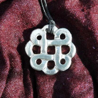 Celtic Knot Pendant Necklace (Round Knot Design), Handcast Pewter Pendant on Adjustable Waxed Cord