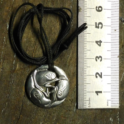 Three Ravens Pendant Necklace, Handcast Pewter Pendant on Adjustable Waxed Cord