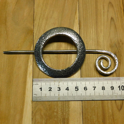 Hammered Pewter Shawl Pin, Celtic Shawl Brooch, Handmade Fine Pewter by William Sturt