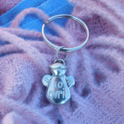 Personalised Guardian Angel Keyring, Birthday or Anniversary  Gift with Date, Handmade by William Sturt in Fine Pewter
