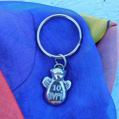 Personalised Guardian Angel Keyring, Birthday or Anniversary  Gift with Date, Handmade by William Sturt in Fine Pewter