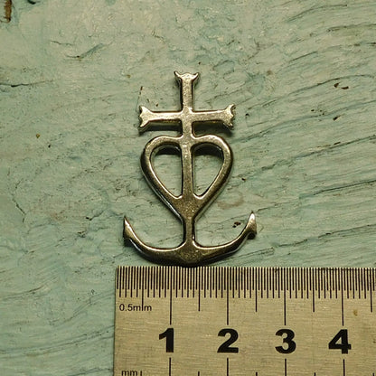 Camargue Cross Brooch, Handcast Pewter, Polished Finish