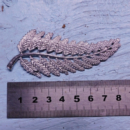 Fern Leaf Brooch, Handcast Pewter, Polished Finish