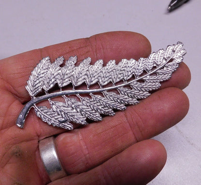 Fern Leaf Brooch, Handcast Pewter, Polished Finish