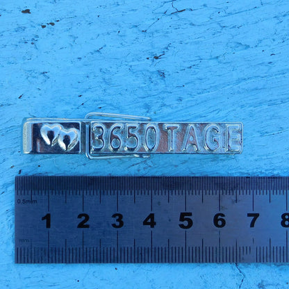 Tin anniversary "3650 Tage" Peg Photo Holder, Handmade by William Sturt in Fine Pewter