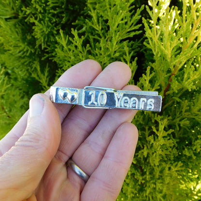 Tin anniversary, 10 Years Fridge Magnet, Handmade by William Sturt in Fine Pewter