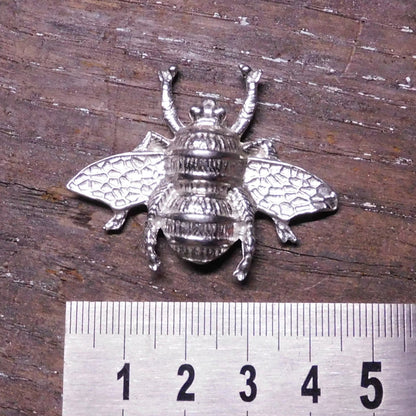 Honey Bee Brooch, Handcast Pewter, Polished Finish