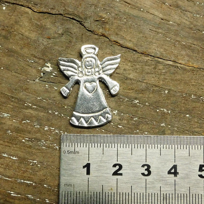 Angel Brooch, Handcast Pewter, Polished Finish