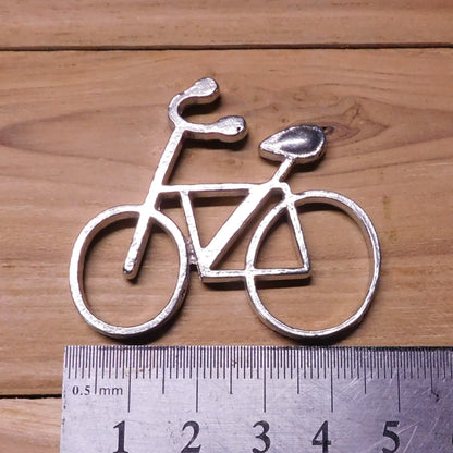 Bicycle Brooch, Handcast Pewter, Polished Finish