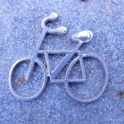 Bicycle Brooch, Handcast Pewter, Polished Finish