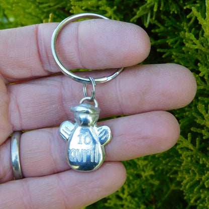 Personalised Guardian Angel Keyring, Birthday or Anniversary  Gift with Date, Handmade by William Sturt in Fine Pewter